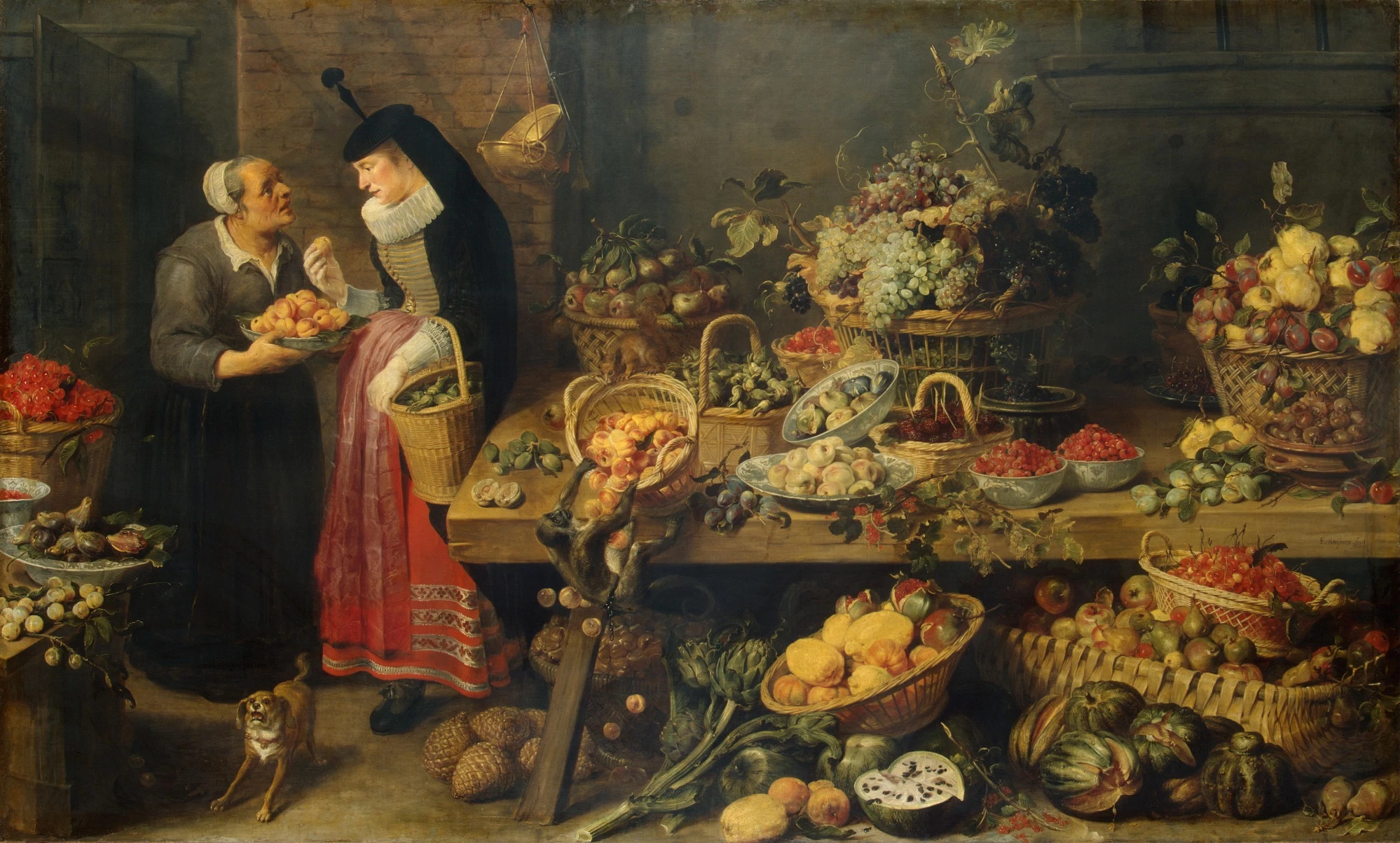 Bancarella di frutta con figure - State Hermitage Museum, St. Petersburg